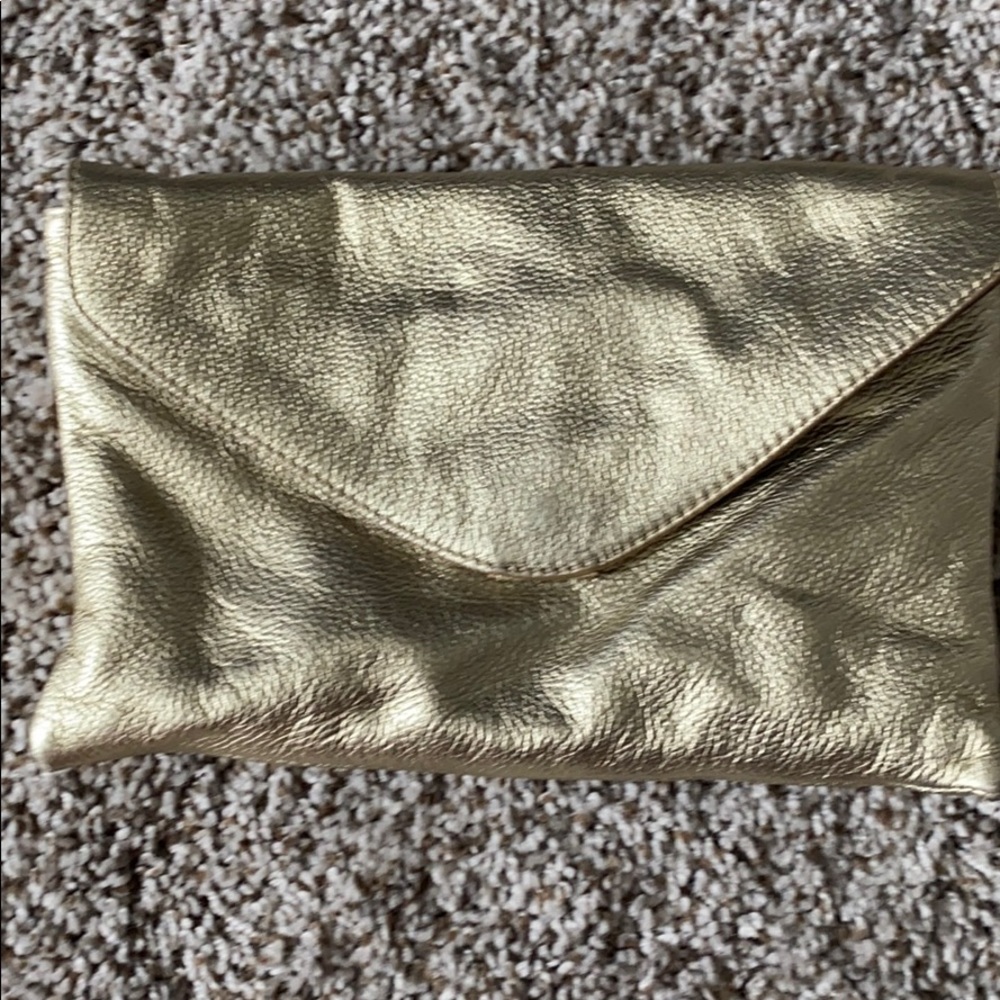 J crew gold clutch